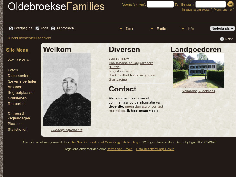 Screenshot van website