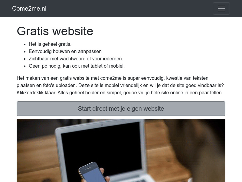 Screenshot van website