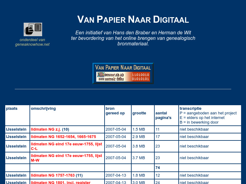 Screenshot van website