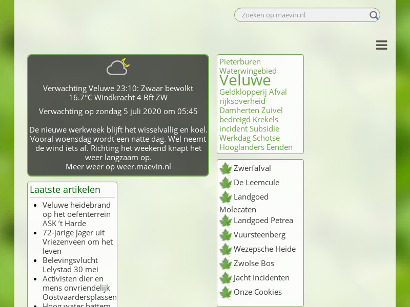 Screenshot van website