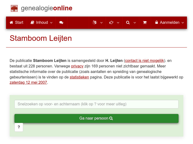 Screenshot van website