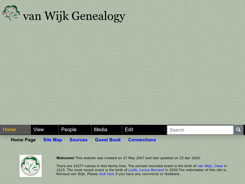 Screenshot van website