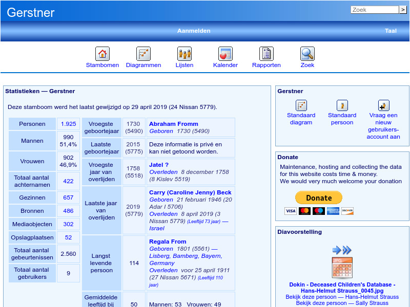 Screenshot van website