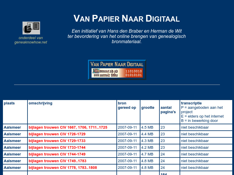 Screenshot van website