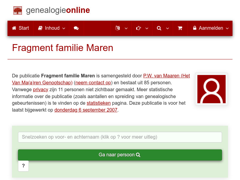 Screenshot van website