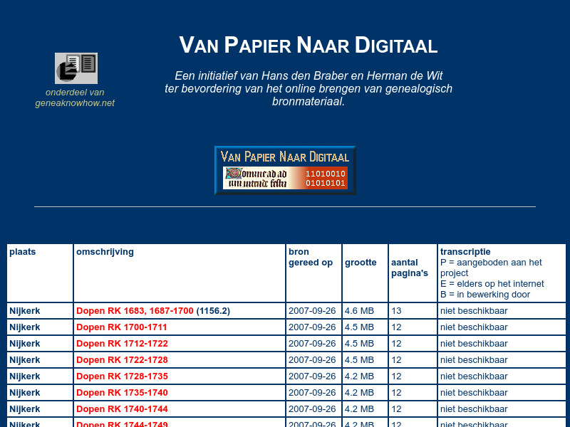Screenshot van website