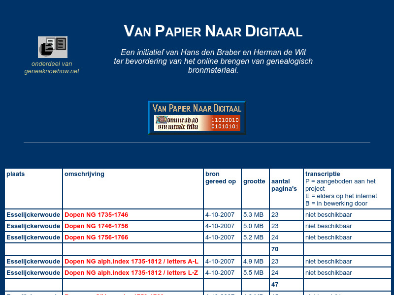 Screenshot van website