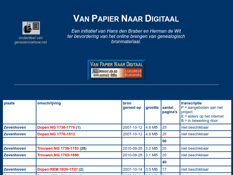 Screenshot van website