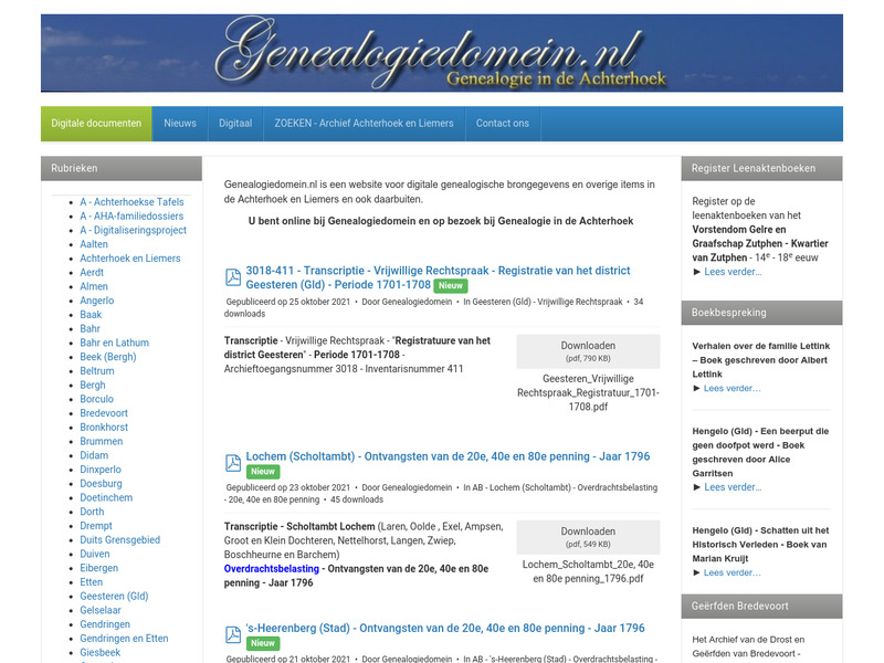Screenshot van website