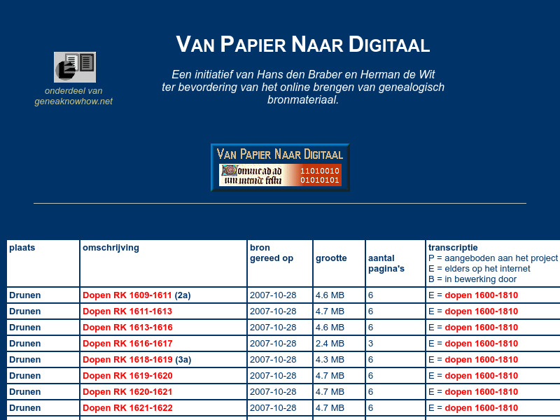 Screenshot van website