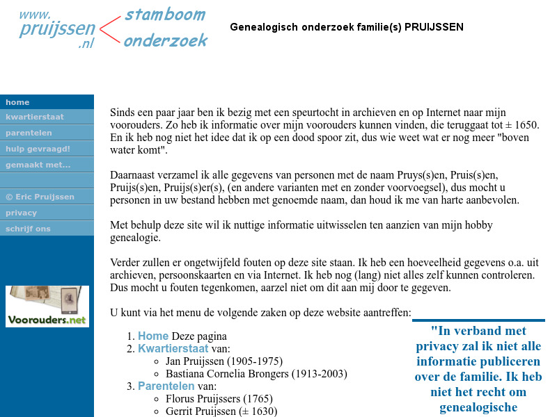 Screenshot van website