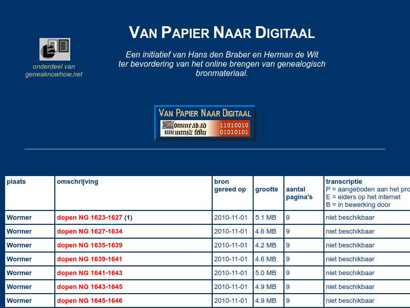 Screenshot van website