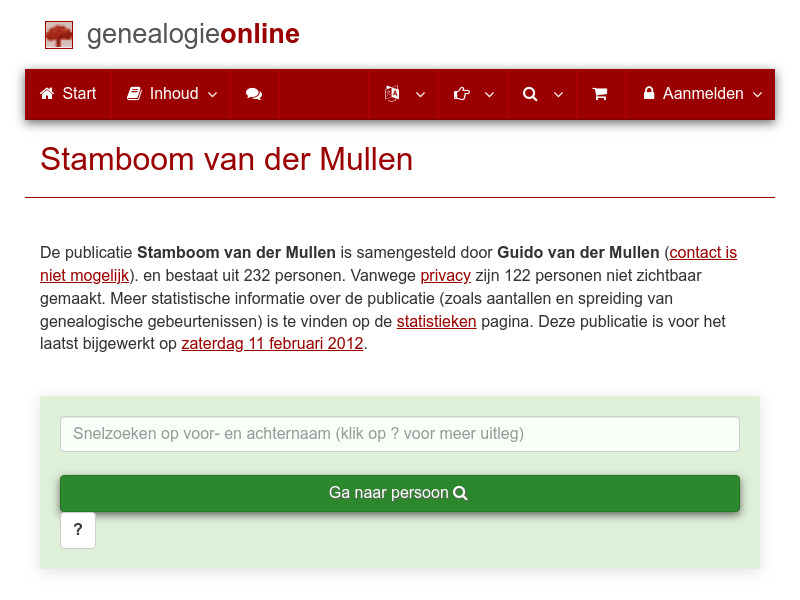Screenshot van website