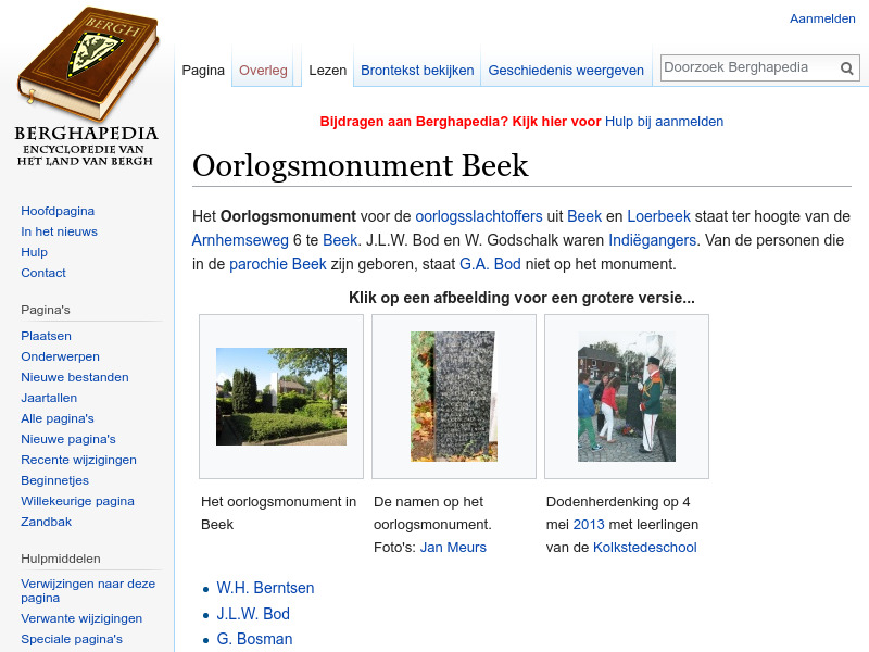 Screenshot van website