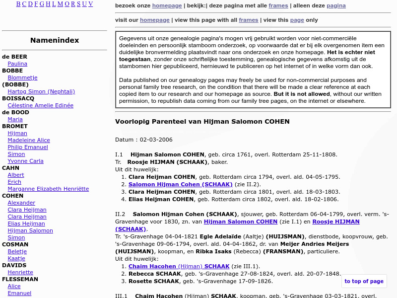 Screenshot van website