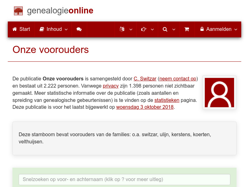 Screenshot van website