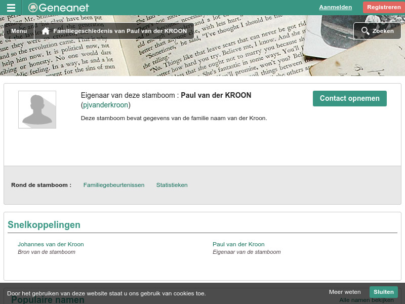 Screenshot van website