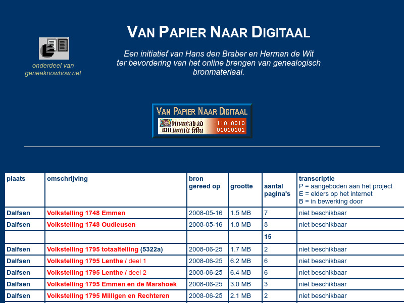 Screenshot van website