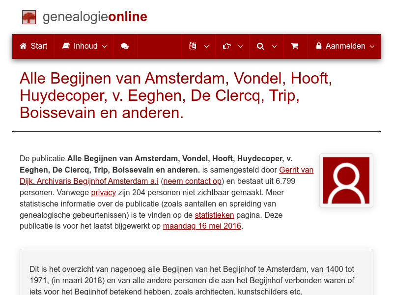 Screenshot van website