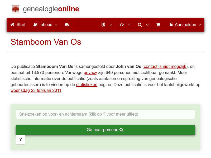 Screenshot van website