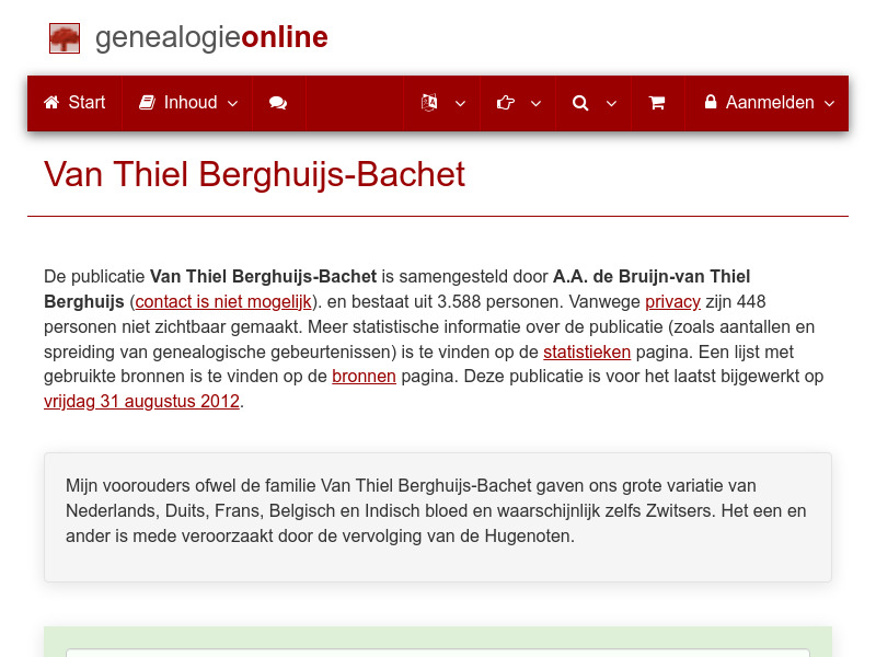 Screenshot van website