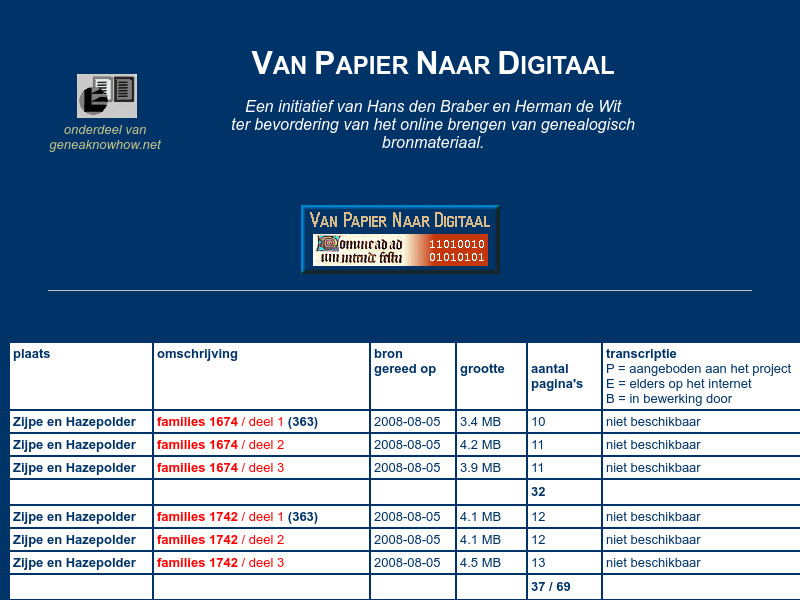 Screenshot van website