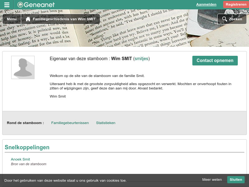 Screenshot van website
