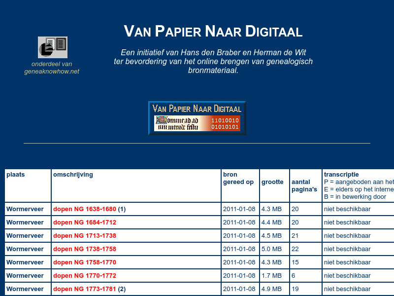 Screenshot van website