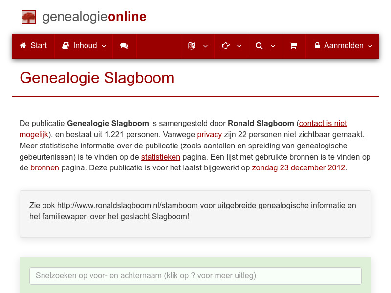 Screenshot van website