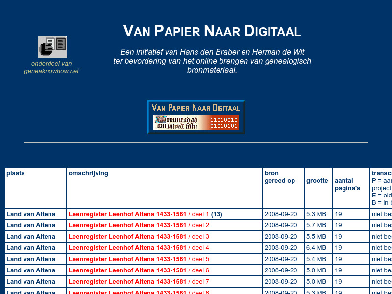 Screenshot van website