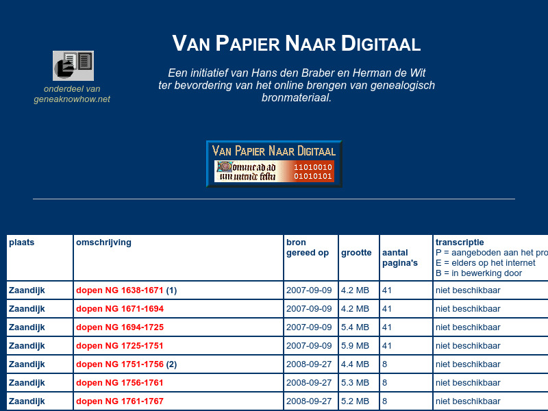 Screenshot van website