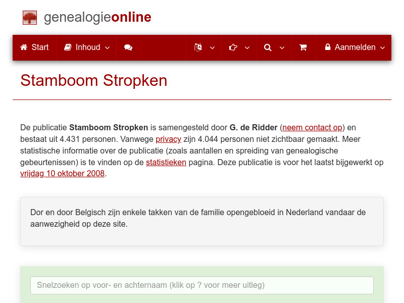 Screenshot van website