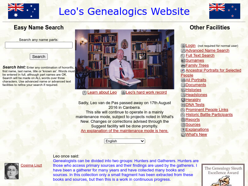 Screenshot van website