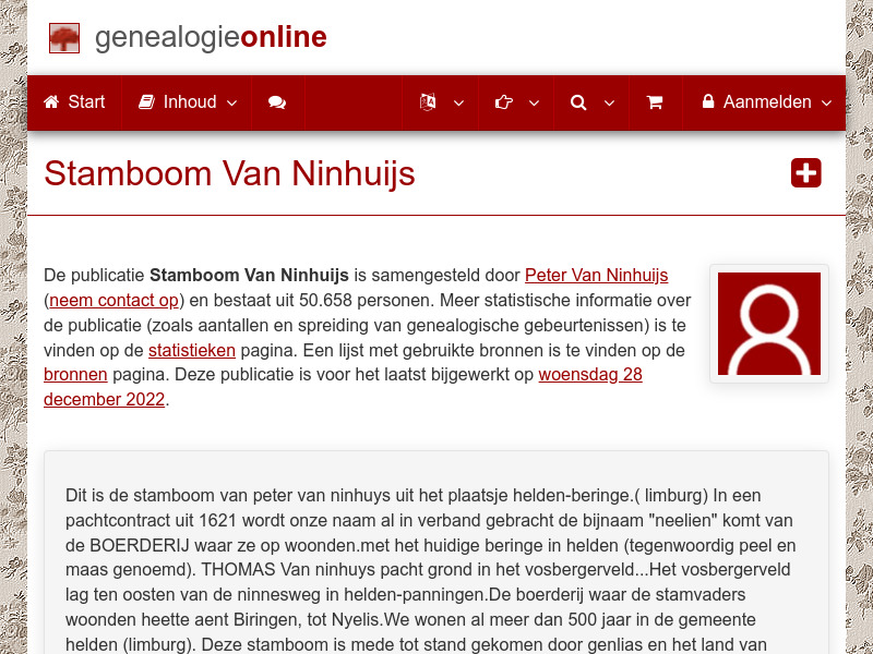 Screenshot van website