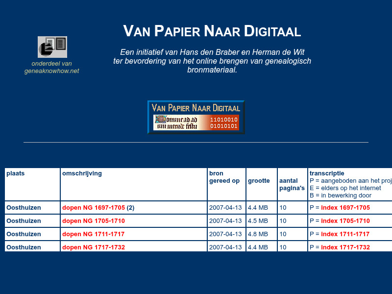 Screenshot van website
