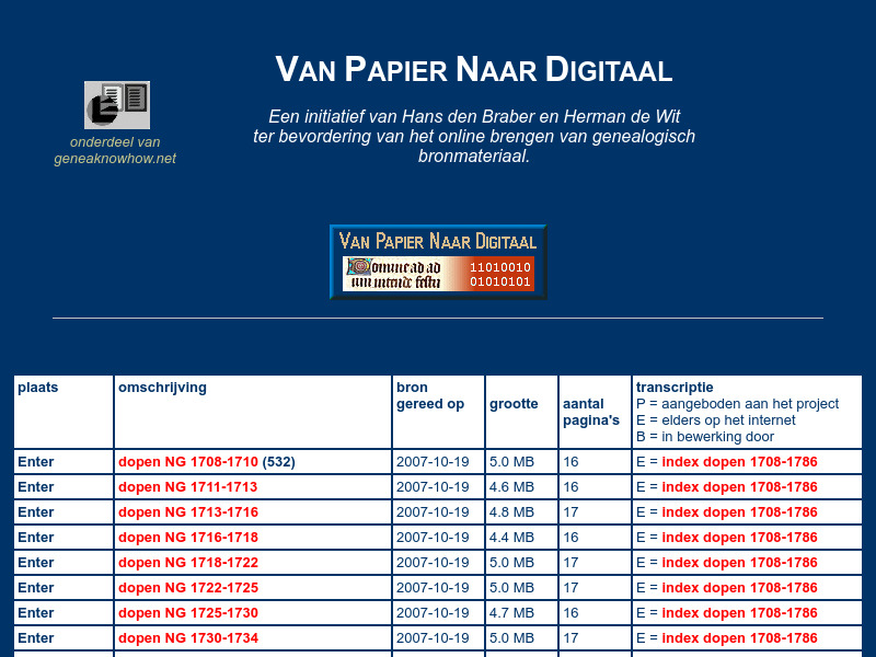 Screenshot van website