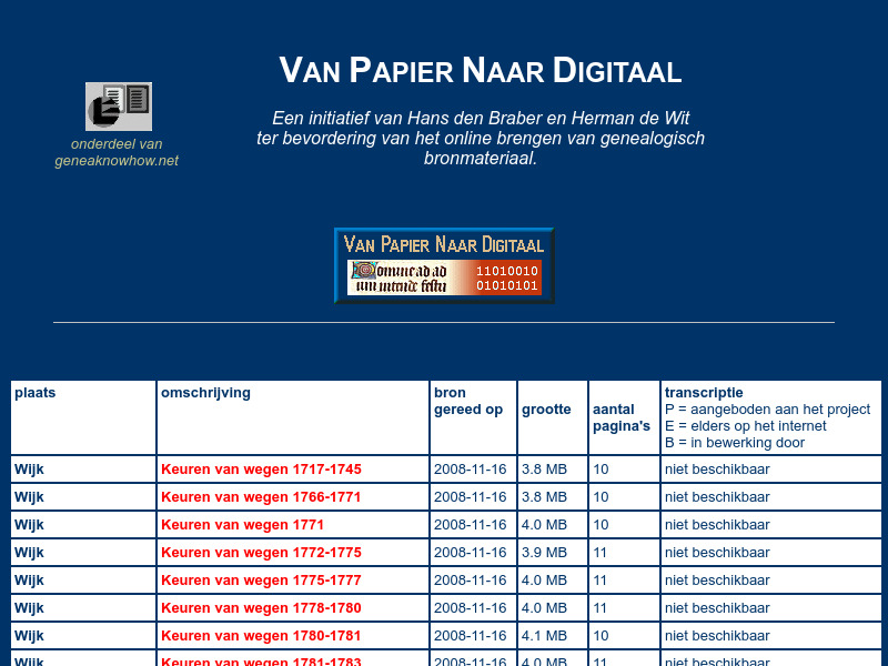 Screenshot van website