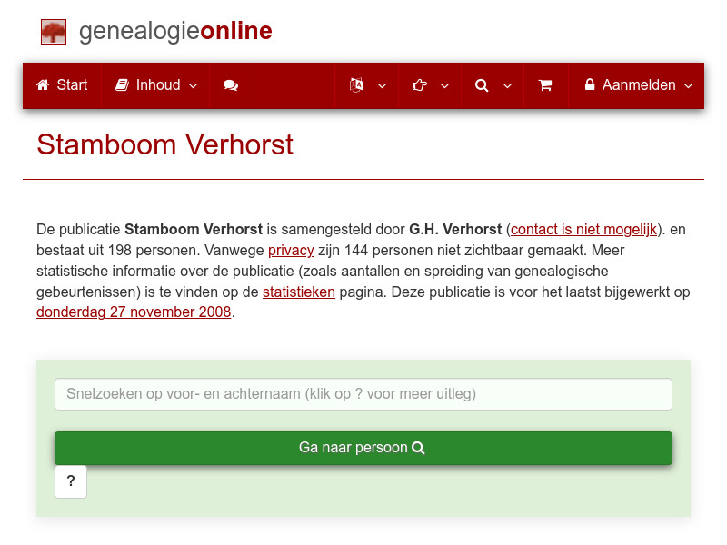 Screenshot van website