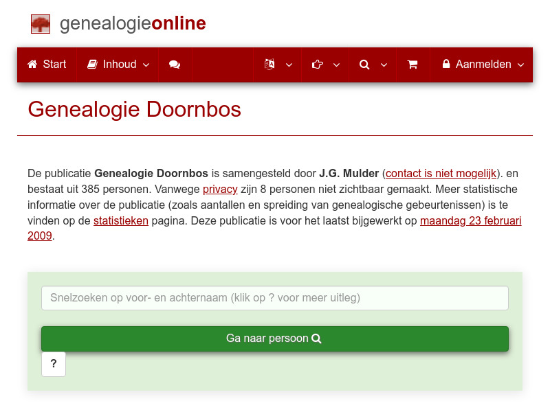 Screenshot van website