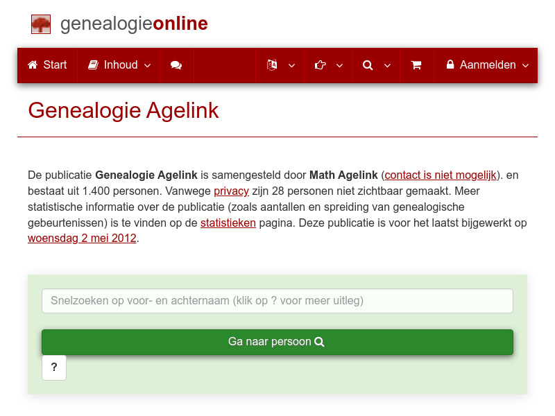 Screenshot van website