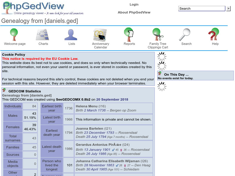 Screenshot van website