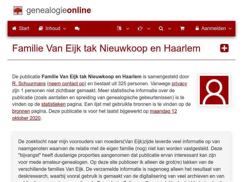 Screenshot van website