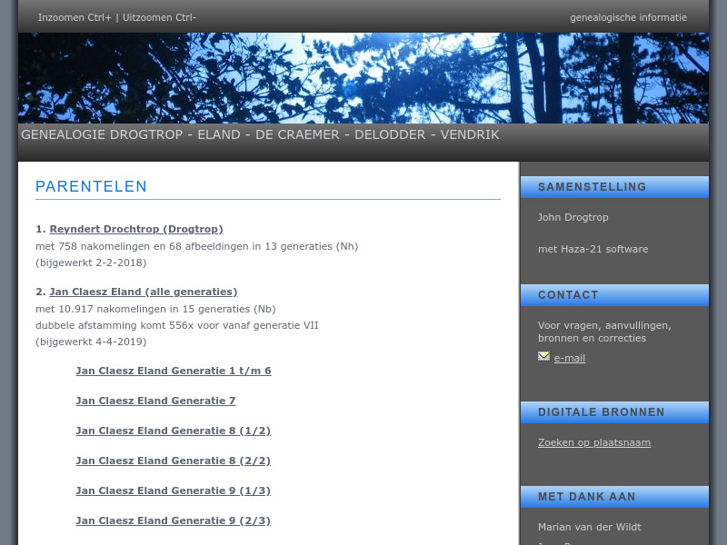 Screenshot van website