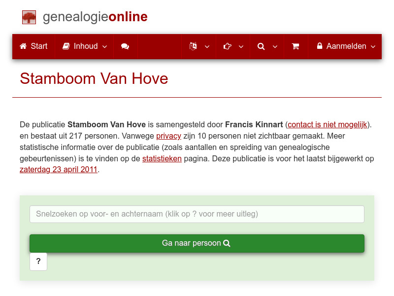 Screenshot van website