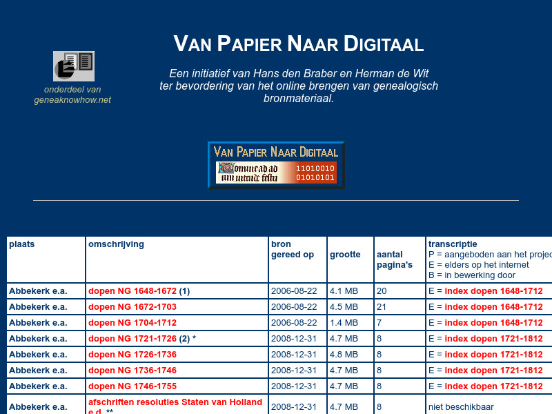 Screenshot van website