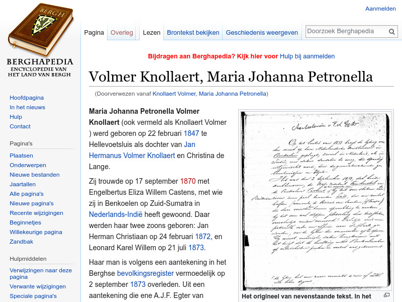 Screenshot van website