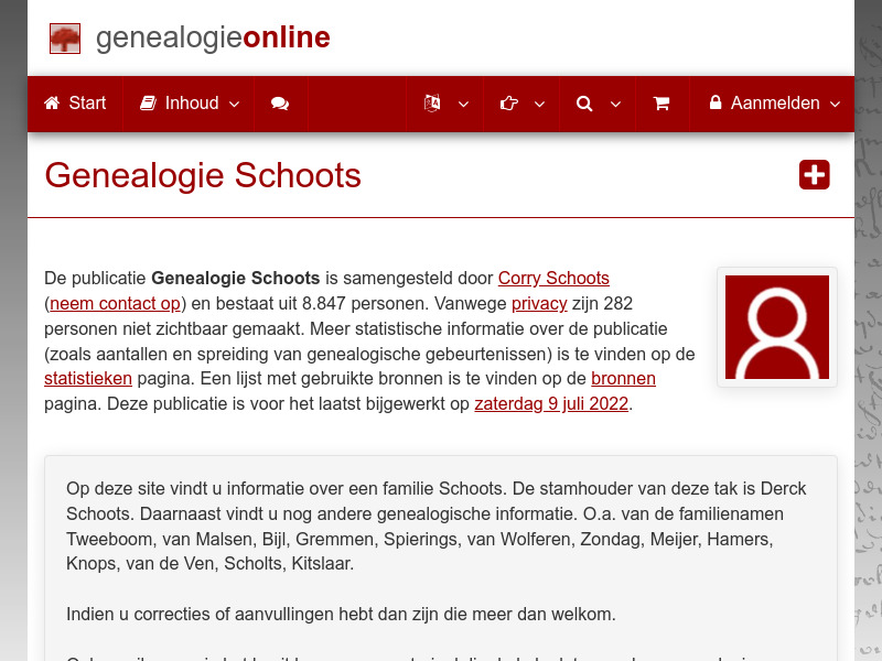 Screenshot van website
