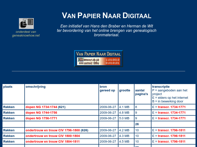 Screenshot van website