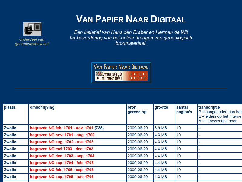Screenshot van website