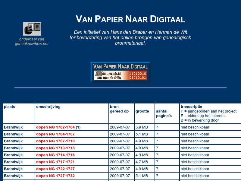 Screenshot van website